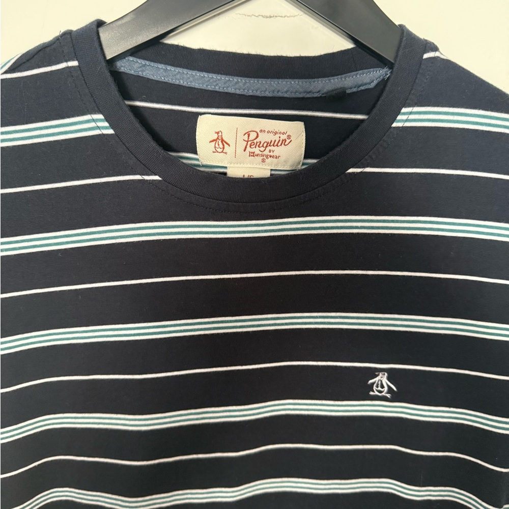 Original Penguin Navy and White Striped Tee